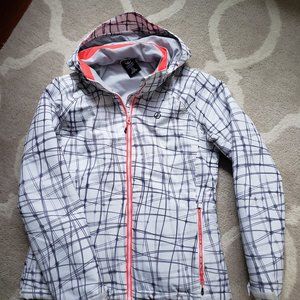 Ski Jacket by Dare 2B, white and gray print, hooded, Women's Size M